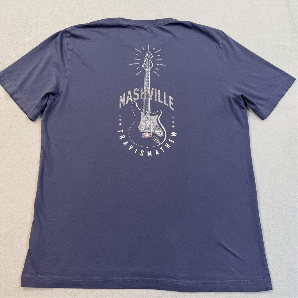 TravisMathew Nashville Shirt Mens Large Blue Guitar Graphic Music T-Shirt Tee
